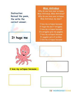 Printable Miss Antrobus Poem Worksheet | Grade 6-7 ELA