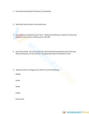 To A Mouse Questions