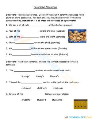 Possessive Nouns Quiz