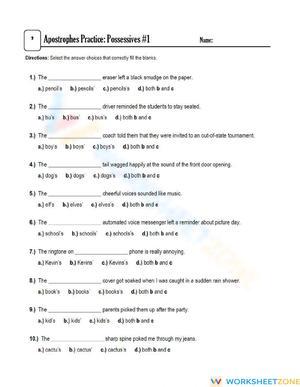 Possessive Nouns Practice 1
