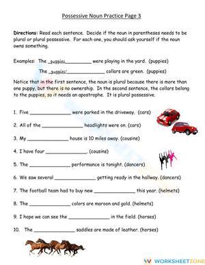 Plural vs. Plural Possessive Worksheet | Grade 3 Essential