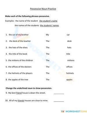 Possessive Nouns Practice