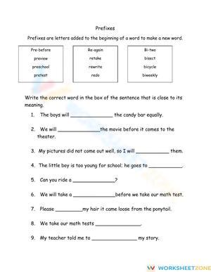 Prefixes Re, Pre and Bi