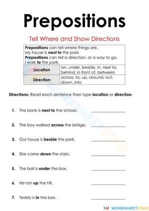 Prepositions of Directions and Locations
