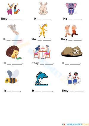Completing Sentences With Pronouns And Action Verbs