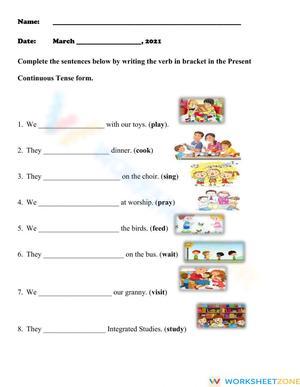 Grade 1-2 Present Continuous — Printable No-Prep Worksheet