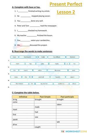 Grade 5 Present Perfect — Essential No-Prep Worksheet