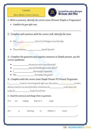 Lesson Present Simple vs Progressive