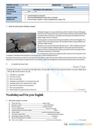 Entrance Exam 9th: ELA Grammar & Reading — Aligned