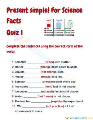 Printable Present Simple Science Facts Worksheet | Grade 1-5