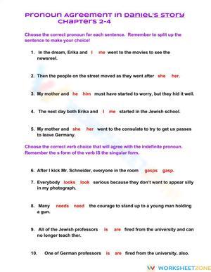 Essential Pronoun Agreement Worksheet | Grade 6-11 ELA