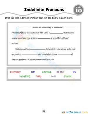 Essential Indefinite Pronouns | Grade 6-8 Grammar Worksheet