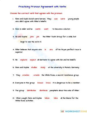 Grade 6-11 Pronoun Agreement — Printable No-Prep Worksheet