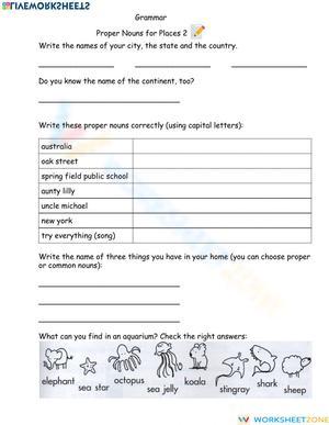 Grade 2 Proper Nouns — Printable No-Prep Worksheet