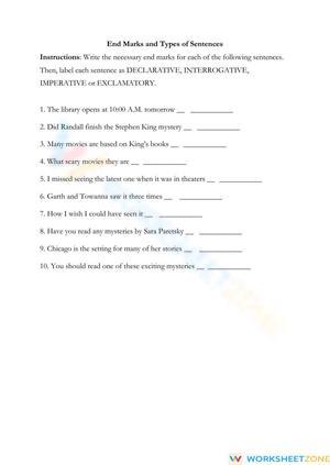 Grade 8 - End marks and Types of Sentences