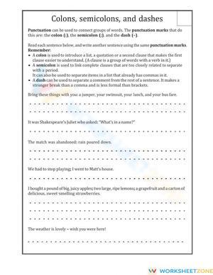 Grade 5 Semicolons — Printable No-Prep Worksheet