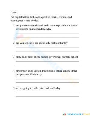 Punctuation and Capitalization for Sentence Correction Practice