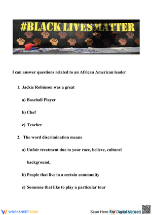 Grade 6 Jackie Robinson — Printable No-Prep Worksheet