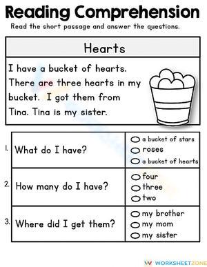 Reading Comprehension Worksheet – Hearts