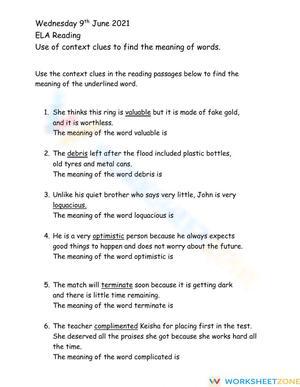 Essential Context Clues Worksheet | Grade 3 ELA Printable