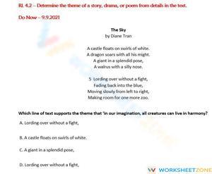 RL.4.2 Worksheet: Poem Theme — Grade 4 Aligned