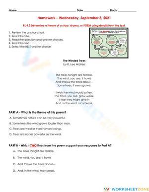 CCSS RL.4.2 Worksheet: Determining Theme — Grade 4 Aligned