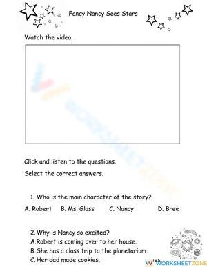 Fancy Nancy Sees Stars Reading Worksheet | Grade 2 Essential