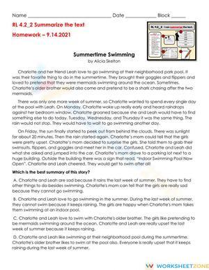 RL.4.2 Homework: Comprehensive Reading Practice