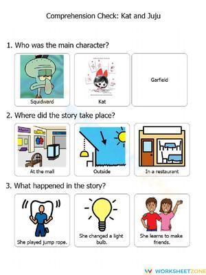 Printable Kat and Juju Comprehension Worksheet | Grade 1