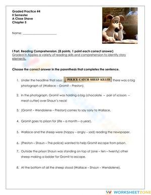 Printable Grade 4 Wallace & Gromit Reading Worksheet