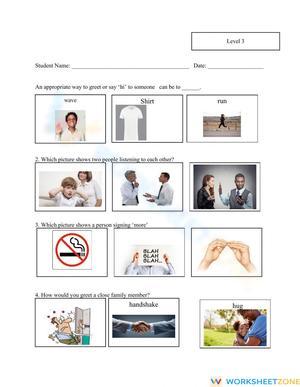 Aligned Grade 1 Assessment: Social Greetings & Cues