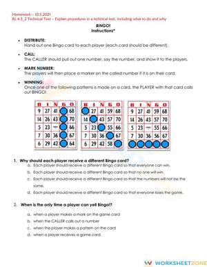 RI.4.3 Worksheet: Technical Procedures — Grade 4 Aligned