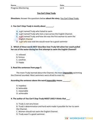 Printable Reading Comprehension Worksheet | Grade 4 ELA