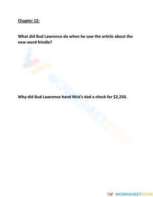 Essential Frindle Chapter 12 Questions | Grade 5 Ready