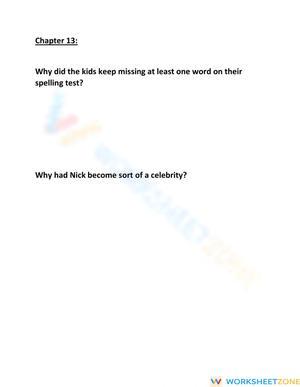 Essential Frindle Ch. 13 Worksheet | Grade 5 ELA