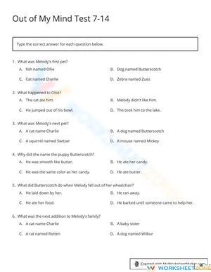 RL.7.1 Test: Out of My Mind Ch. 7-14 — Grade 7 Aligned
