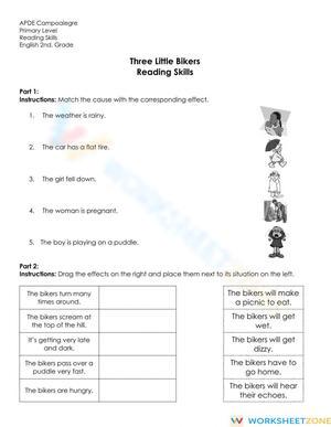 Three little bikers reading skills