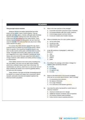 ECCE 2021 Reading Aligned Worksheet | Grade 9-10