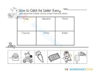Easter Bunny Sequencing: Printable Grade K-1 Worksheet