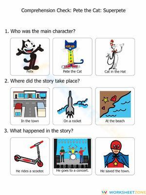 Printable Pete the Cat: Superpete Grade 1 Worksheet