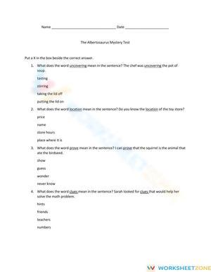 Complete Albertosaurus Mystery Test | Grade 4 RI.4.1 Aligned