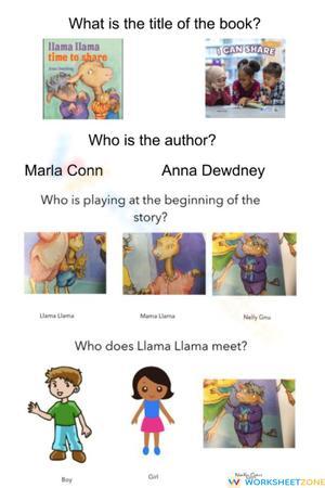 Printable Llama Llama Time to Share Worksheet | Grades K-2