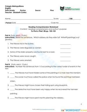 Reading Worksheet No. 1