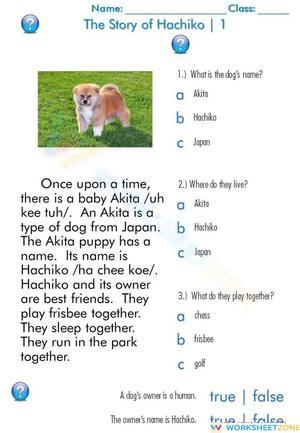 The Story of Hachiko 1 | Grade 2-4 Printable Worksheet