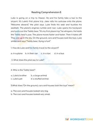Reading Comprehension Practice for Kids | Plane Trip Story