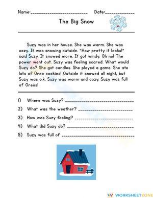 'The Big Snow': Comprehensive Reading Comprehension Sheet