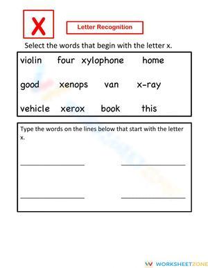 Letter X recognition - Select and Write