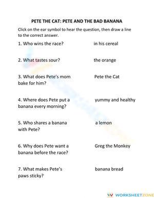 Pete the Cat Reading Worksheet | Grade 1 Printable