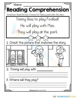 Grade 1 Timmy Reading Comprehension — Printable Worksheet