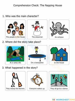 Printable Napping House Worksheet | Grade 1 Comp Check